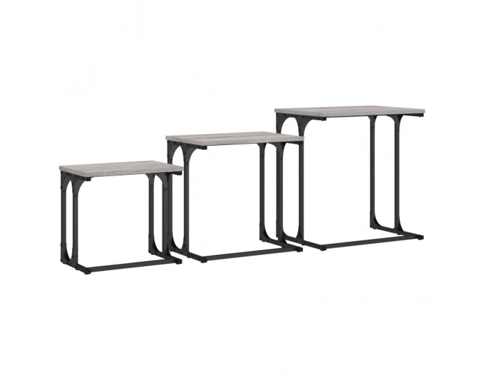Sonata H Стифиращи кафе маси, 3 бр, сив сонома, инженерно дърво
