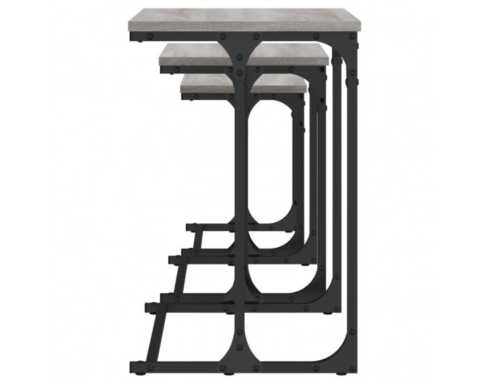 Sonata H Стифиращи кафе маси, 3 бр, сив сонома, инженерно дърво