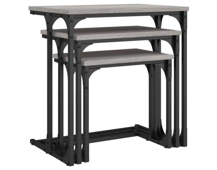 Sonata H Стифиращи кафе маси, 3 бр, сив сонома, инженерно дърво