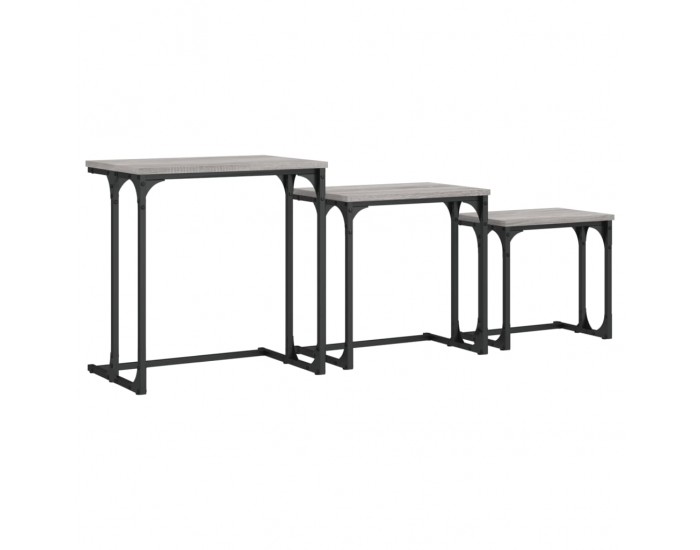Sonata H Стифиращи кафе маси, 3 бр, сив сонома, инженерно дърво