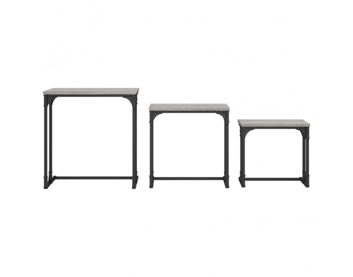 Sonata H Стифиращи кафе маси, 3 бр, сив сонома, инженерно дърво