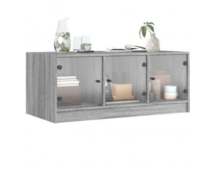 Sonata H Маса за кафе със стъклени врати, сив сонома, 102x50x42 см