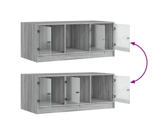 Sonata H Маса за кафе със стъклени врати, сив сонома, 102x50x42 см