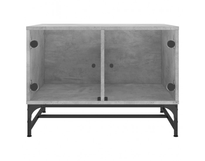 Sonata H Маса за кафе със стъклени врати, бетонно сива, 68,5x50x50 см