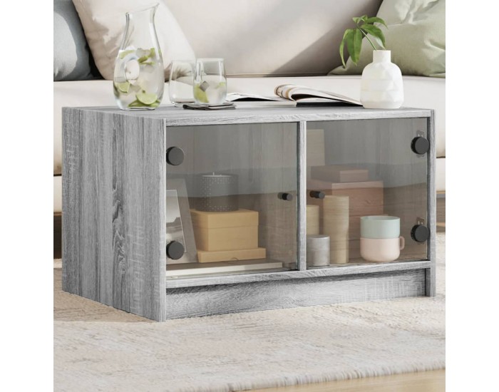 Sonata H Маса за кафе със стъклени врати, сив сонома, 68x50x42 см