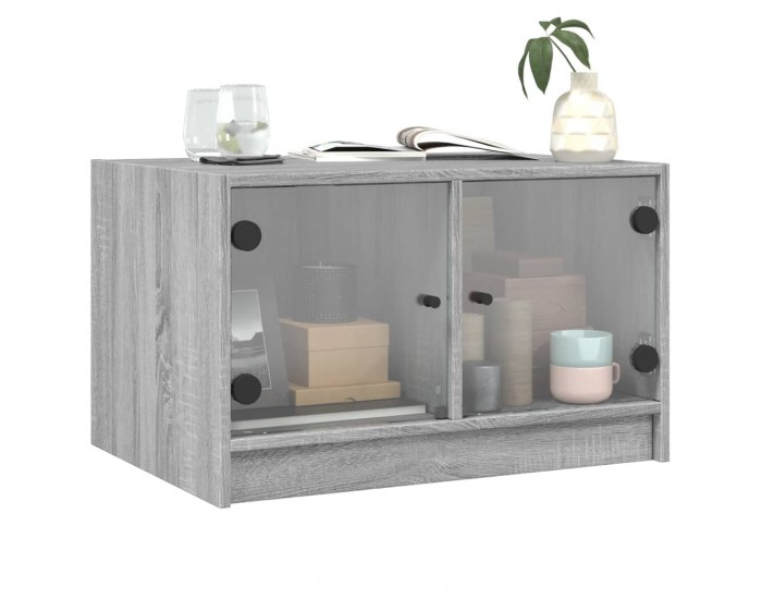 Sonata H Маса за кафе със стъклени врати, сив сонома, 68x50x42 см