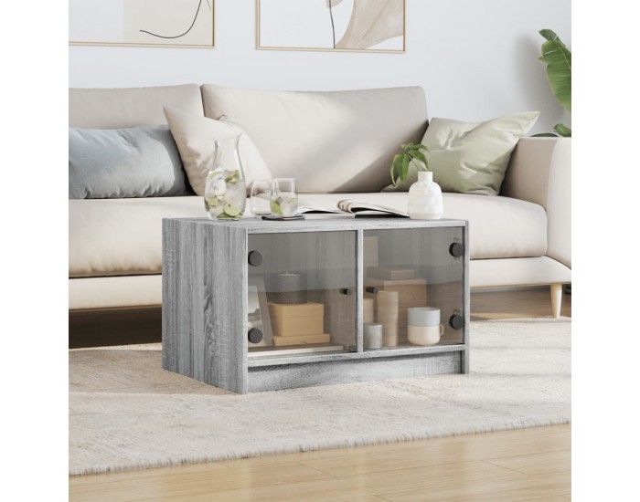 Sonata H Маса за кафе със стъклени врати, сив сонома, 68x50x42 см