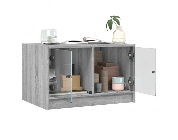 Sonata H Маса за кафе със стъклени врати, сив сонома, 68x50x42 см