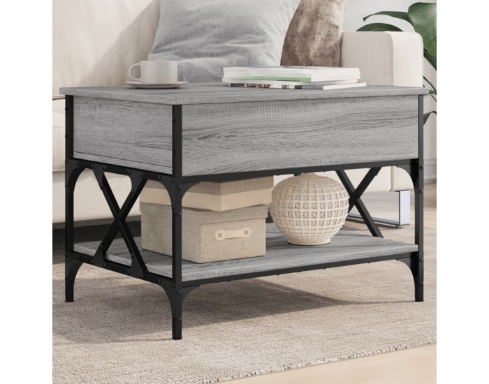 Sonata H Кафе маса, сив сонома, 70x50x50 см, инженерно дърво и метал