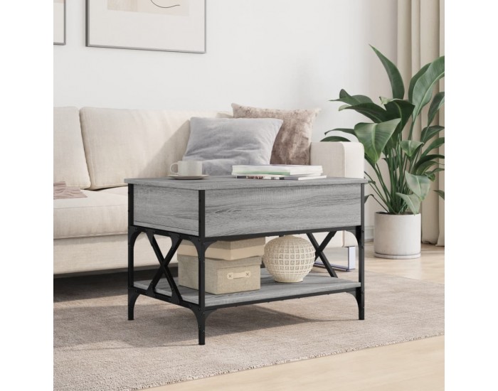 Sonata H Кафе маса, сив сонома, 70x50x50 см, инженерно дърво и метал