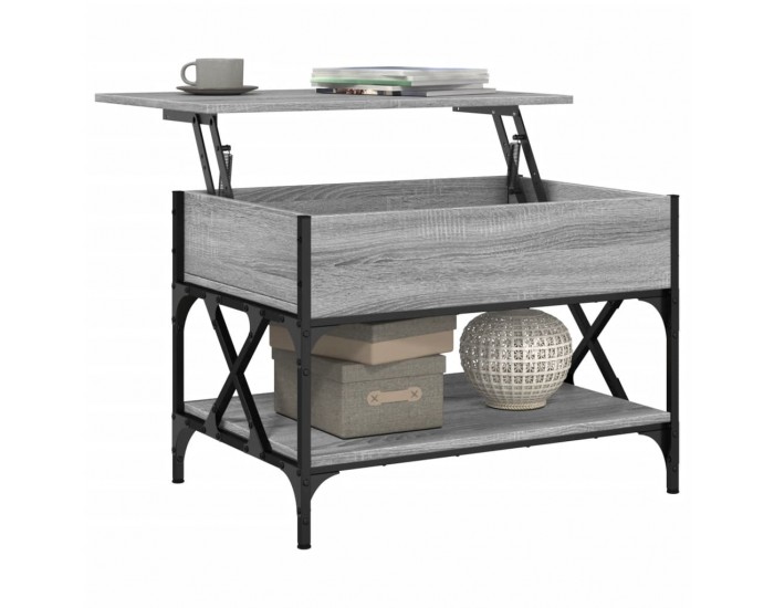 Sonata H Кафе маса, сив сонома, 70x50x50 см, инженерно дърво и метал