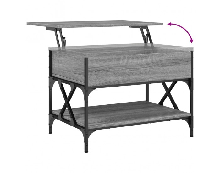 Sonata H Кафе маса, сив сонома, 70x50x50 см, инженерно дърво и метал