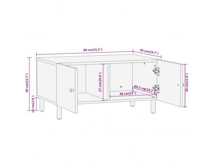 Sonata H Кафе маса, 80x50x40 см, мангово дърво масив