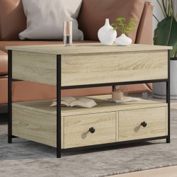 Sonata H Кафе маса, сонома дъб, 70x50x50 см, инженерно дърво и метал - Холни маси