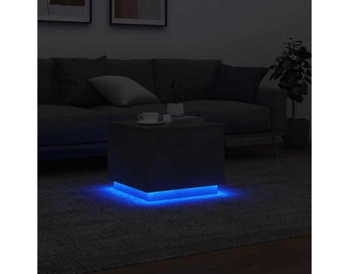 Sonata H Маса за кафе с LED осветление, бетонно сива, 50x50x40 см