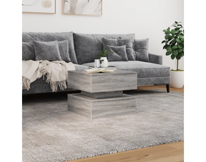Sonata H Маса за кафе с LED осветление, сив сонома, 50x50x40 см