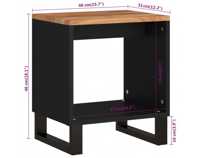 Sonata H Маса за кафе, 40x31x46 см, акация масив и инженерно дърво