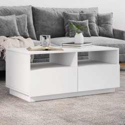 Sonata H Маса за кафе с LED осветление, бяла, 90x49x40 см - Холни маси