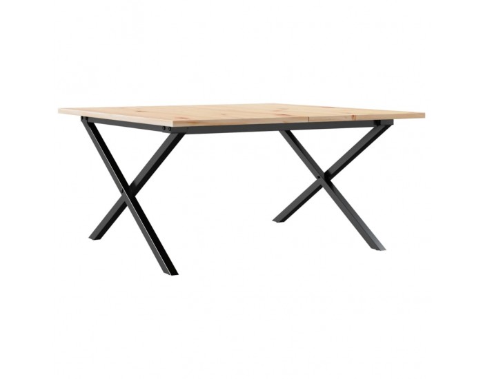 Sonata H Кафе маса X-образна рамка 90x90x45 см бор масив и чугун