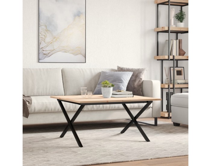 Sonata H Кафе маса X-образна рамка 90x90x45 см бор масив и чугун