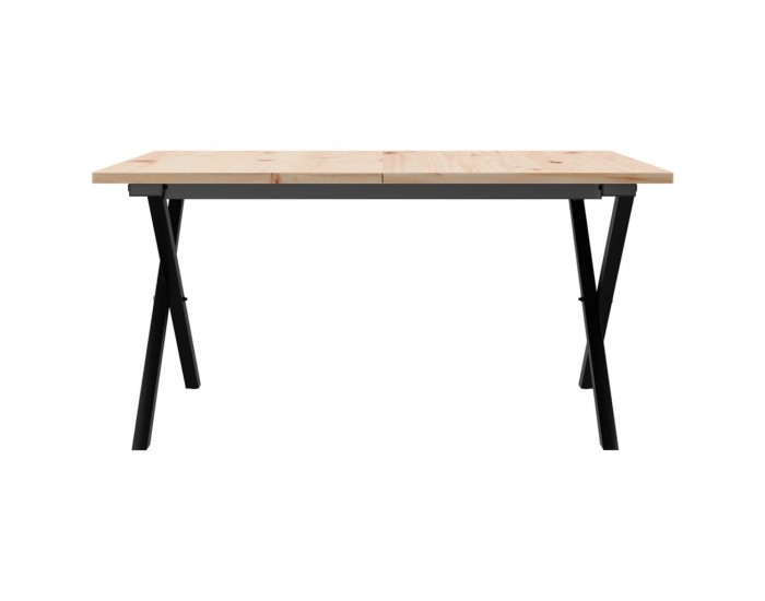 Sonata H Кафе маса X-образна рамка 90x90x45 см бор масив и чугун