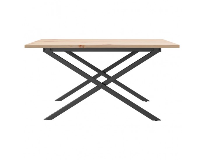 Sonata H Кафе маса X-образна рамка 90x90x45 см бор масив и чугун