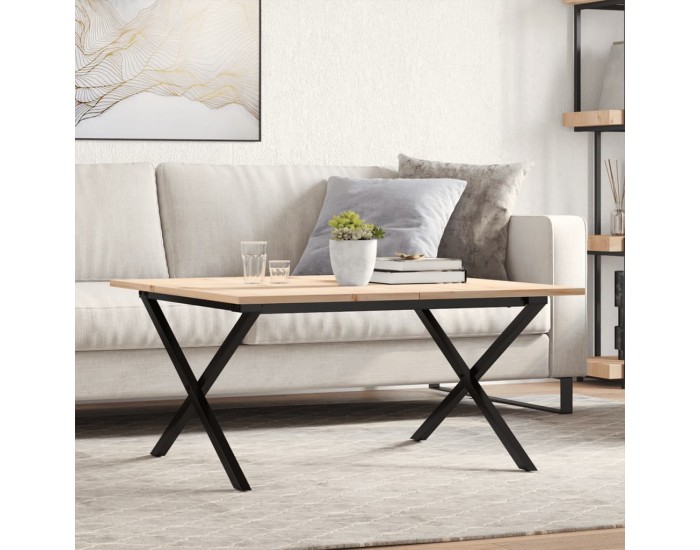 Sonata H Кафе маса X-образна рамка 80x80x45 см бор масив и чугун