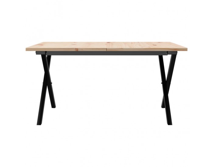 Sonata H Кафе маса X-образна рамка 80x80x45 см бор масив и чугун