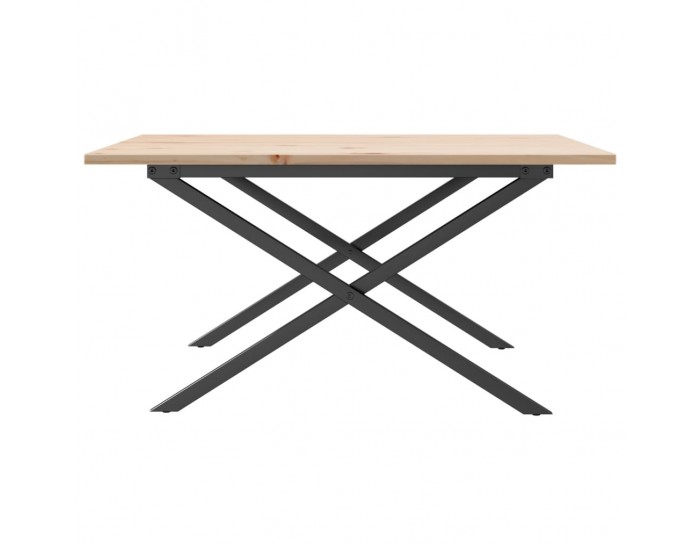 Sonata H Кафе маса X-образна рамка 80x80x45 см бор масив и чугун