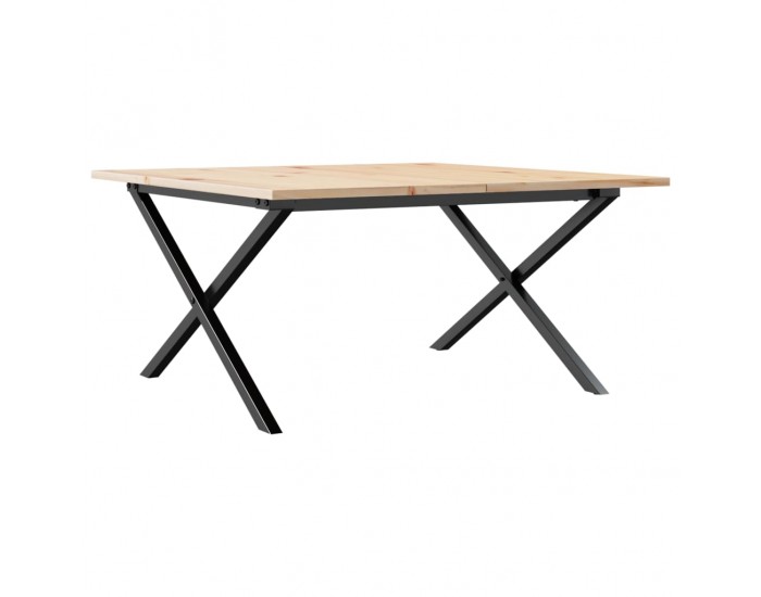 Sonata H Кафе маса X-образна рамка 80x80x45 см бор масив и чугун