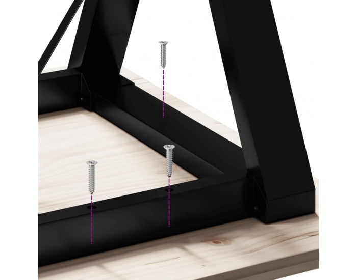 Sonata H Кафе маса Y-образна рамка 110x40x45,5 см бор масив и чугун