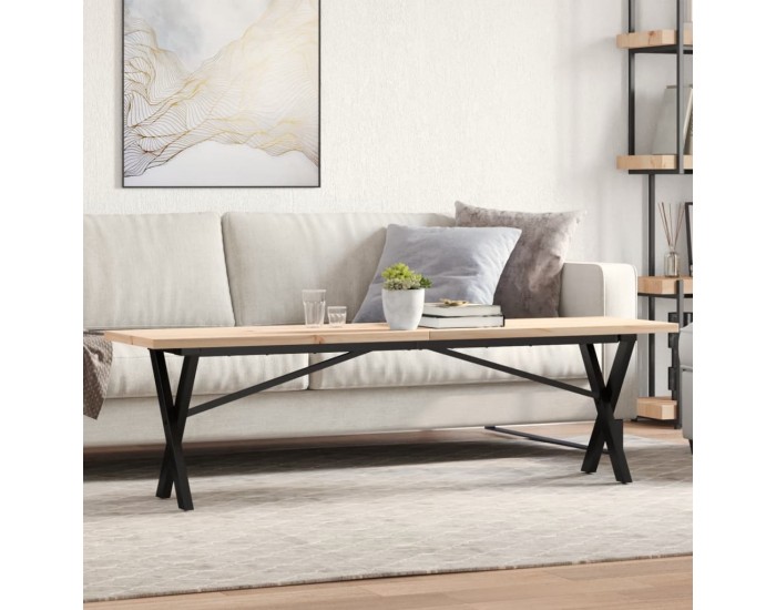 Sonata H Кафе маса X-образна рамка 160x40x45,5 см бор масив и чугун