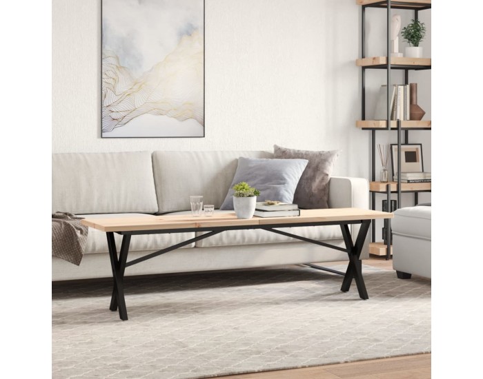 Sonata H Кафе маса X-образна рамка 160x40x45,5 см бор масив и чугун