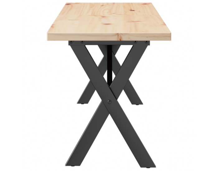 Sonata H Кафе маса X-образна рамка 160x40x45,5 см бор масив и чугун