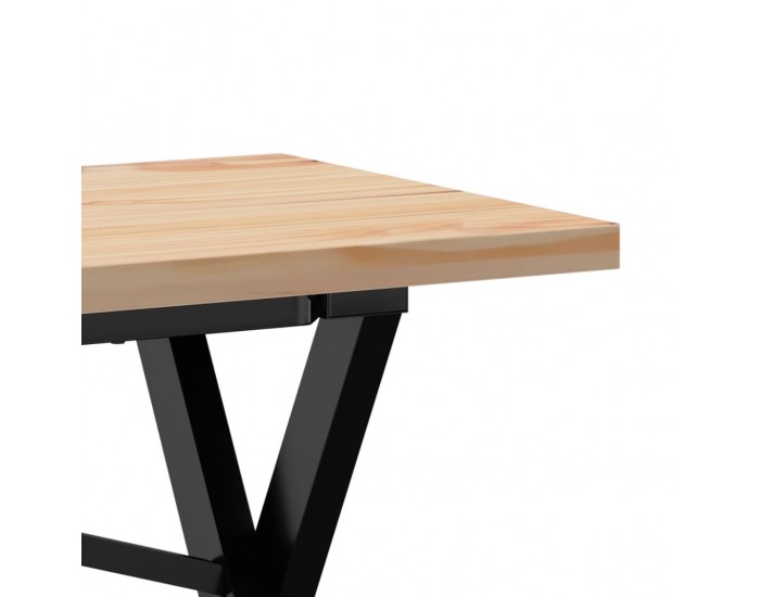 Sonata H Кафе маса X-образна рамка 160x40x45,5 см бор масив и чугун