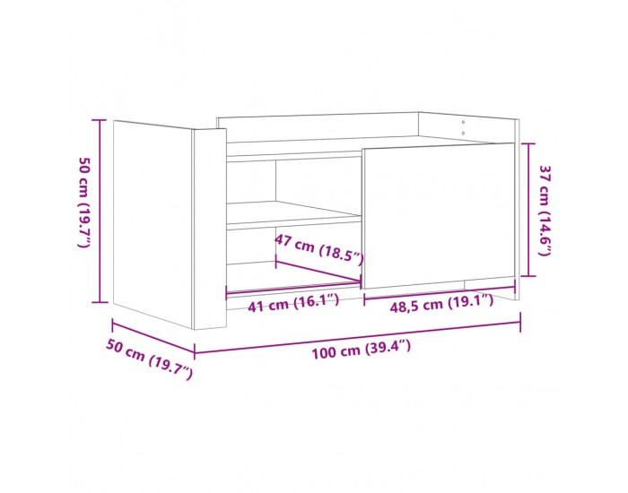 Sonata H Кафе маса, сив сонома, 100x50x50 см, инженерно дърво
