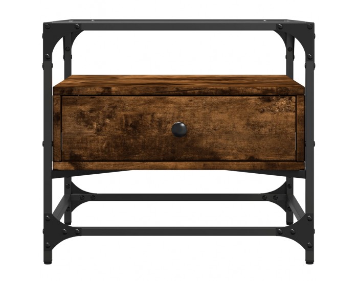 Sonata H Маса за кафе със стъклен плот, опушен дъб, 50x50x45 см, стомана