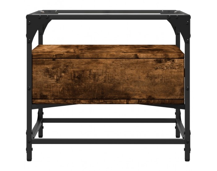 Sonata H Маса за кафе със стъклен плот, опушен дъб, 50x50x45 см, стомана