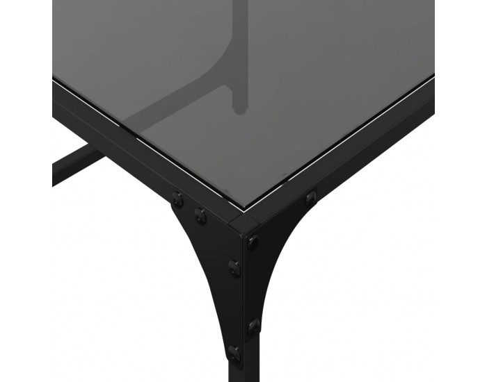 Sonata H Стифиращи кафе маси, 2 бр, с черен стъклен плот, стомана