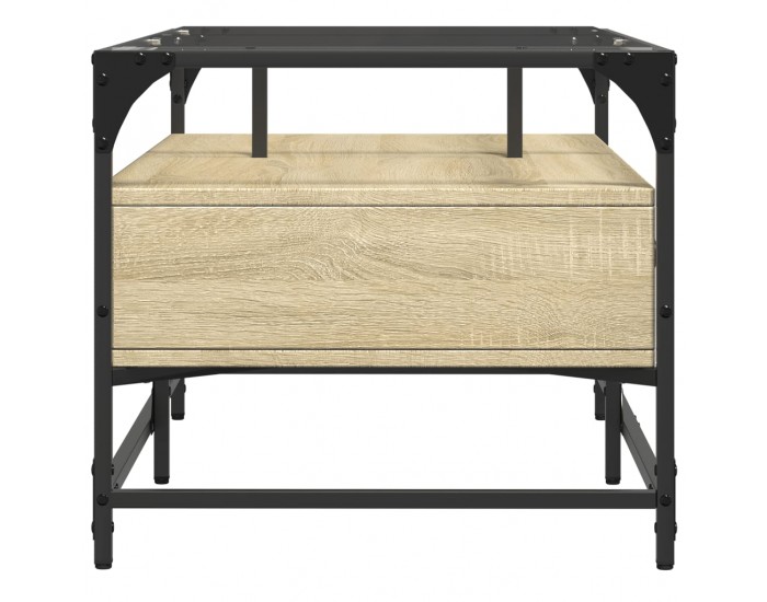 Sonata H Маса за кафе със стъклен плот, сонома дъб,98,5x50x45см, стомана