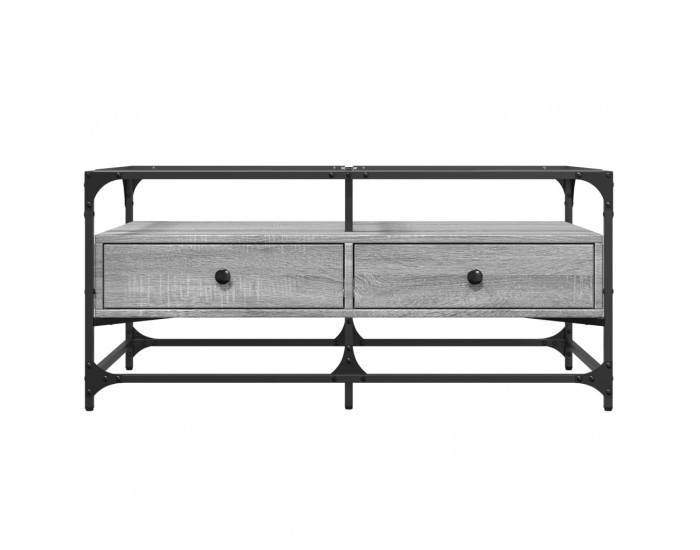 Sonata H Маса за кафе със стъклен плот, сив сонома,98,5x50x45см, стомана