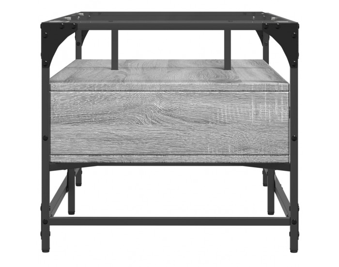 Sonata H Маса за кафе със стъклен плот, сив сонома,98,5x50x45см, стомана