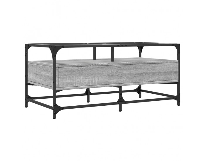 Sonata H Маса за кафе със стъклен плот, сив сонома,98,5x50x45см, стомана