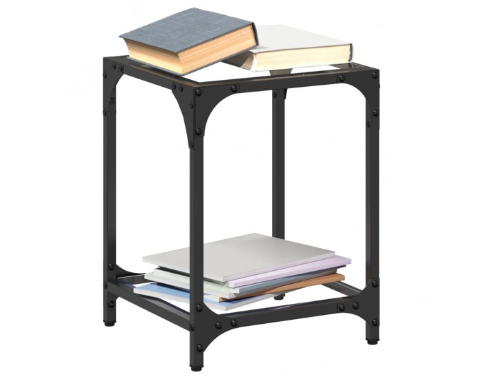 Sonata H Маси за кафе с прозрачен стъклен плот 2 бр 30x30x40 см стомана