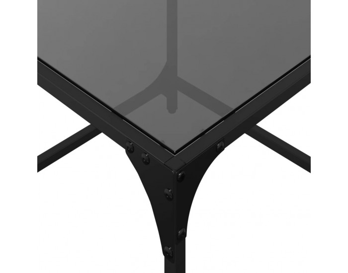 Sonata H Маси за кафе с черен стъклен плот 2 бр 50x50x40 см стомана