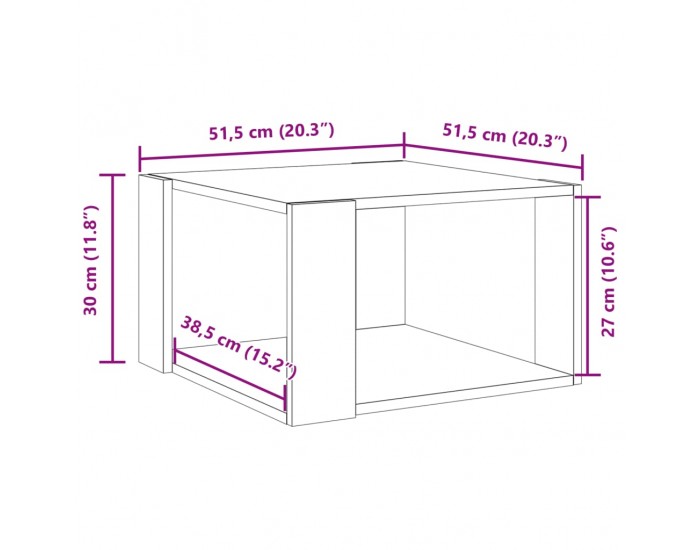 Sonata H Кафе маса, бетонно сива, 51,5x51,5x30 см, инженерно дърво