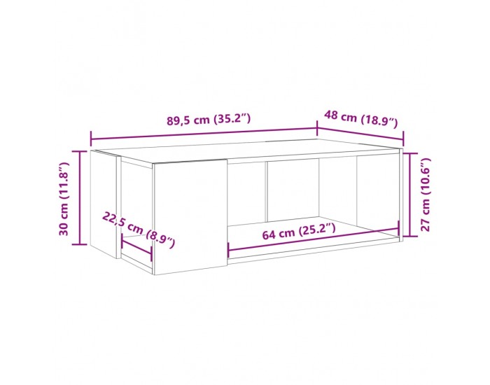 Sonata H Кафе маса, бетонно сива, 89,5x48x30 см, инженерно дърво
