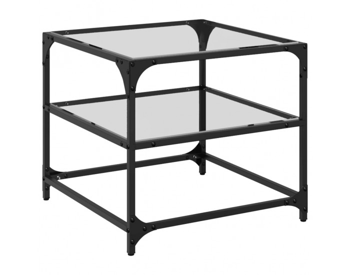 Sonata H Маси за кафе с прозрачен стъклен плот 2 бр 50x50x45 см стомана
