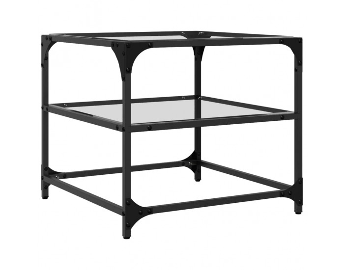 Sonata H Маси за кафе с прозрачен стъклен плот 2 бр 50x50x45 см стомана