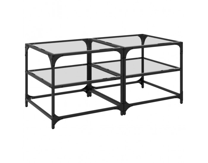 Sonata H Маси за кафе с прозрачен стъклен плот 2 бр 50x50x45 см стомана